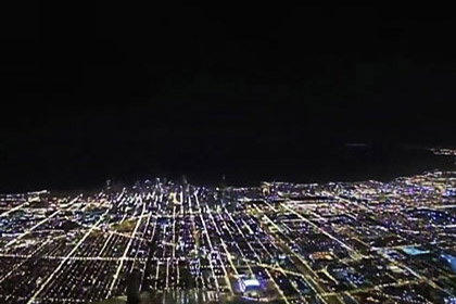 Night Landing at Chicago O'hare International Airport Cockpit View